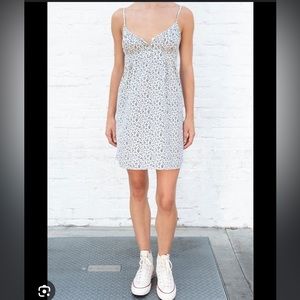 One size fits all Brandy Melville white and blue floral dress